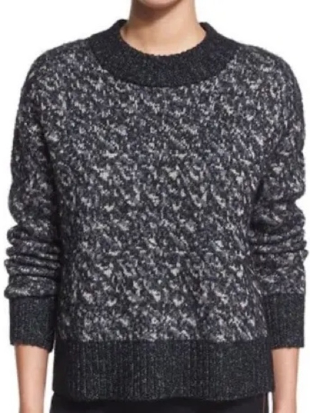 Rag & Bone Melange Merino Wool Tight -Knit Long Sleeve Sweater S